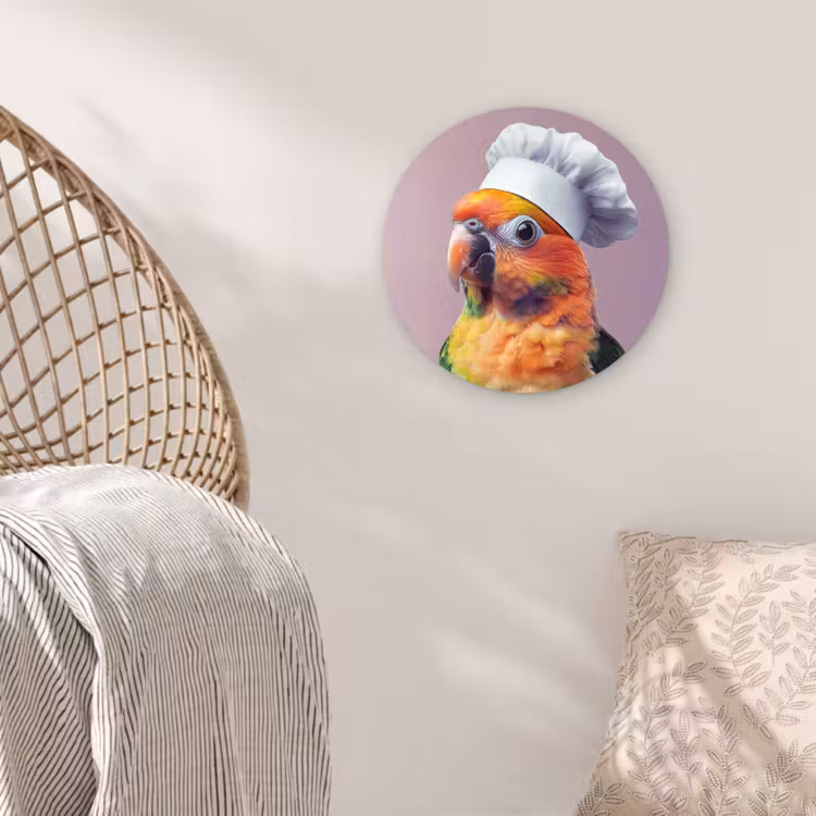 Papegaai - Koksmuts - Nieuwsgierig - Vogel Wandcirkel plexiglas klein -sfeer5