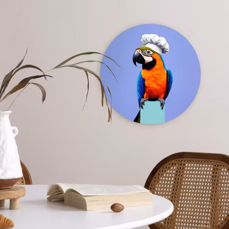 Papegaai - Koksmuts - Vogel - Leuk Wandcirkel plexiglas klein -sfeer4
