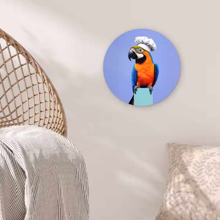 Papegaai - Koksmuts - Vogel - Leuk Wandcirkel plexiglas klein -sfeer5