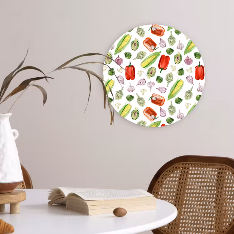 Paprika - Mais - Oost Wandcirkel plexiglas klein 852 -sfeer4
