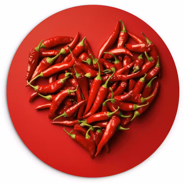 Pepers - Rood - Hart Wandcirkel plexiglas klein -3d