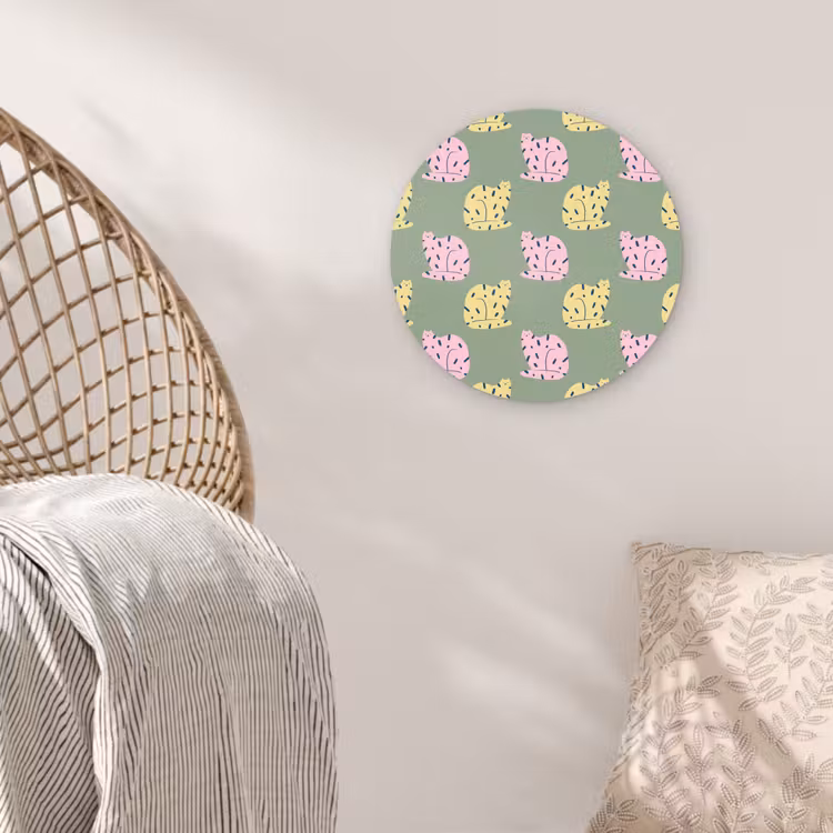 Pastel - Katten - Vlekjes - Groen Wandcirkel plexiglas klein 852 -sfeer5