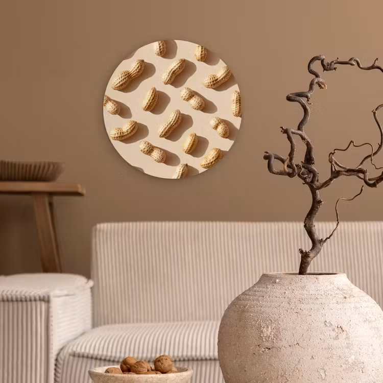 Pinda's - Patroon - Beige Wandcirkel plexiglas klein -sfeer1