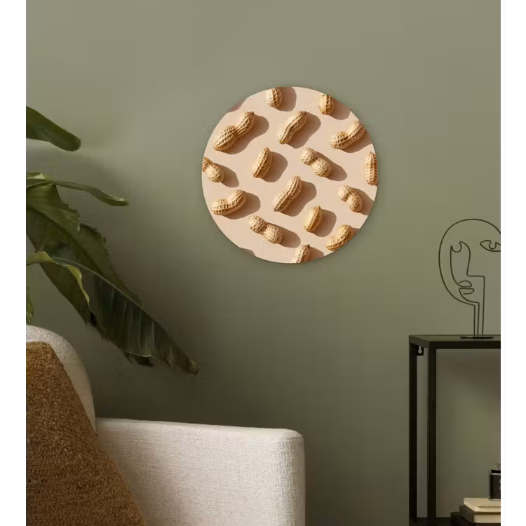 Pinda's - Patroon - Beige Wandcirkel plexiglas klein -sfeer3