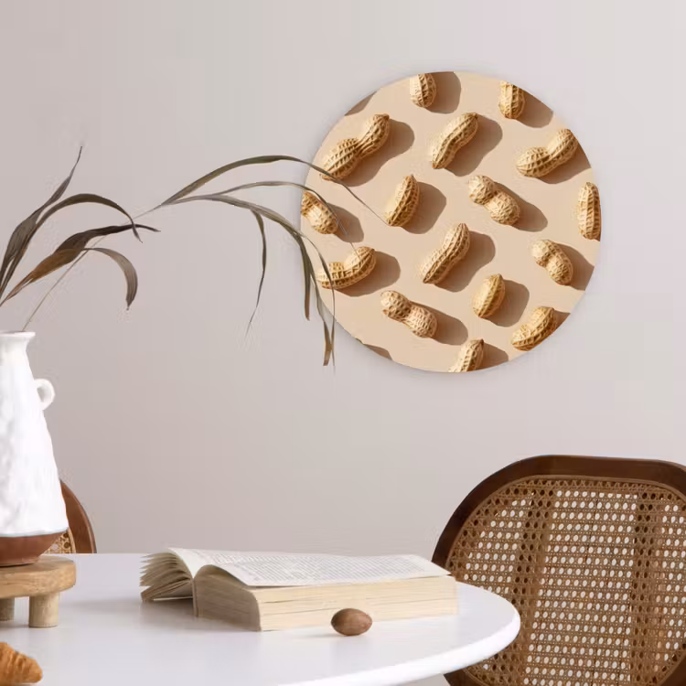 Pinda's - Patroon - Beige Wandcirkel plexiglas klein -sfeer4