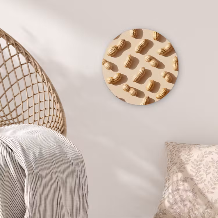 Pinda's - Patroon - Beige Wandcirkel plexiglas klein -sfeer5