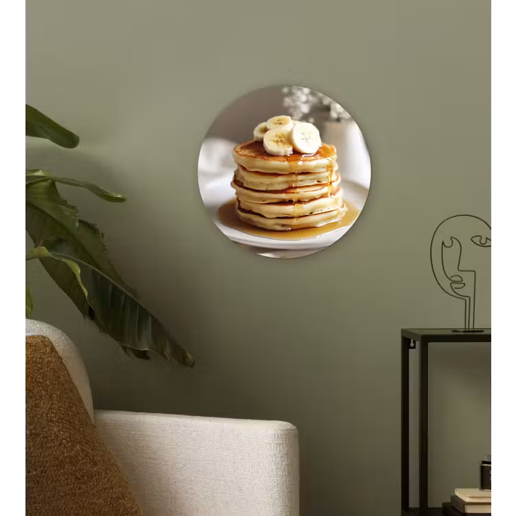 Pannenkoeken - Banaan - Siroop - Wit - Beige Wandcirkel plexiglas klein -sfeer3