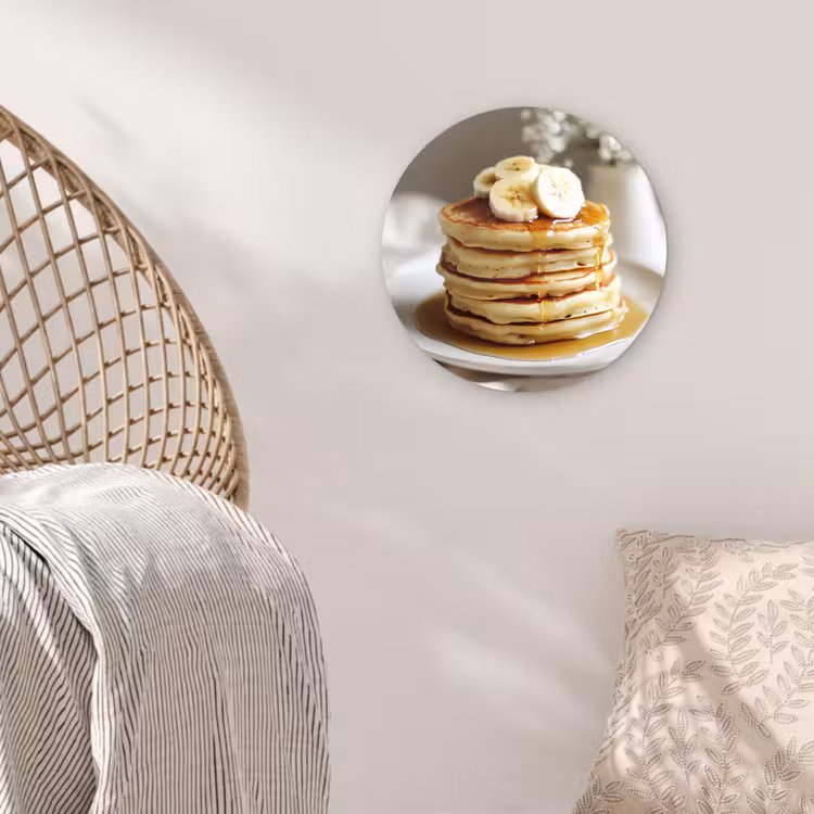 Pannenkoeken - Banaan - Siroop - Wit - Beige Wandcirkel plexiglas klein -sfeer5