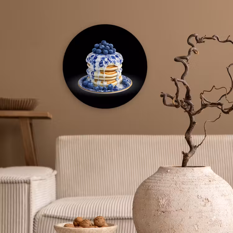 Pannenkoeken - Blauwe Bessen - Bord Wandcirkel plexiglas klein -sfeer1