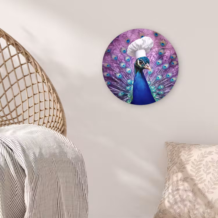Pauw - Koksmuts - Cool - Paars Wandcirkel plexiglas klein -sfeer5