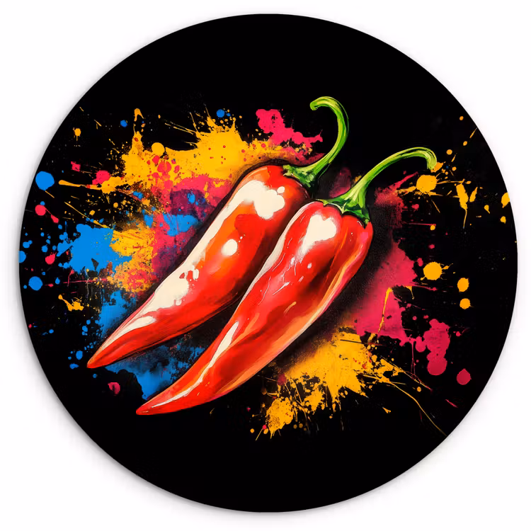 Peper - Graffiti - Verf - Abstract - Modern - Kleurrijk Wandcirkel plexiglas klein -3d
