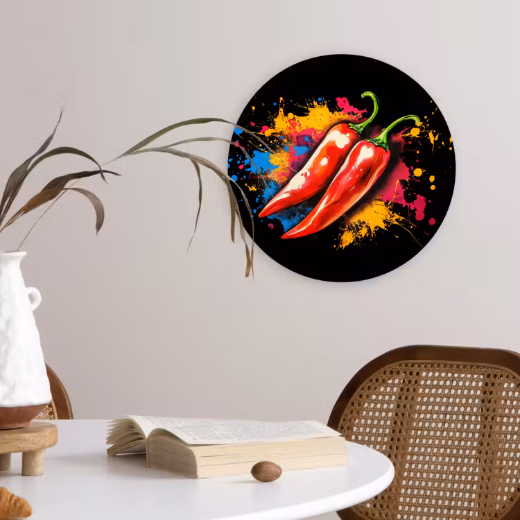 Peper - Graffiti - Verf - Abstract - Modern - Kleurrijk Wandcirkel plexiglas klein -sfeer4