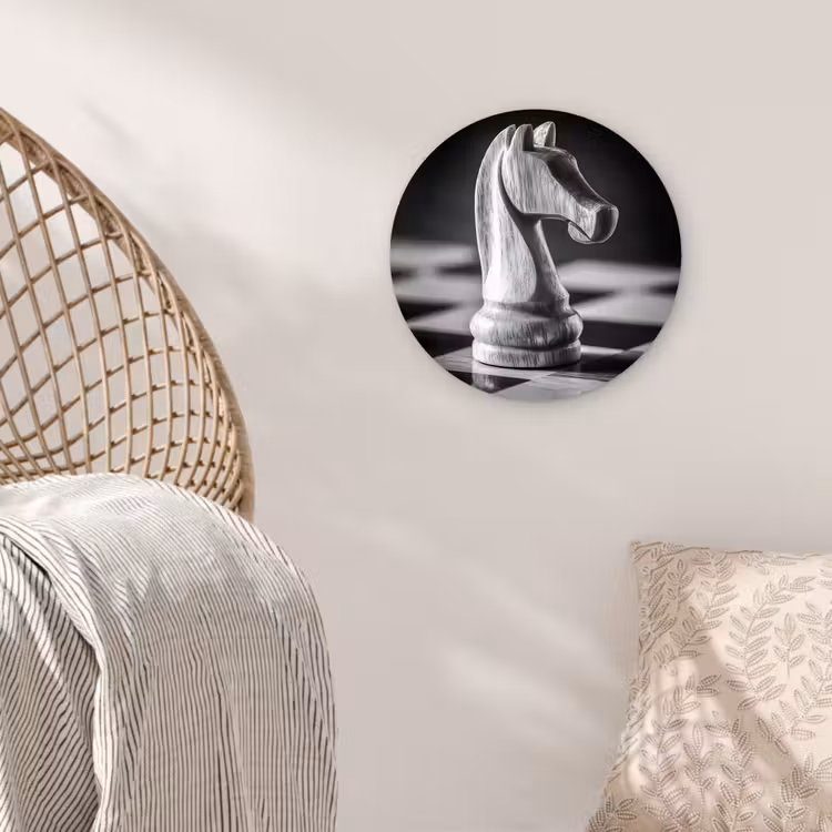 Paard - Hout - Schaalbord - Zwart Wandcirkel plexiglas klein -sfeer5