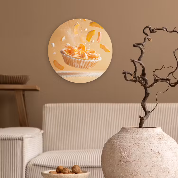 Peach - Eten - Taart - Oranje Wandcirkel plexiglas klein -sfeer1