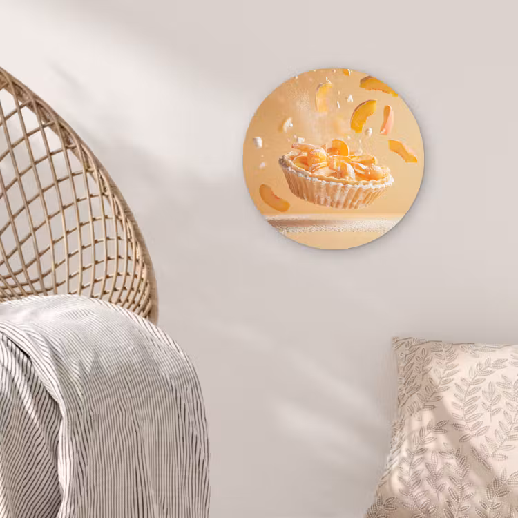 Peach - Eten - Taart - Oranje Wandcirkel plexiglas klein -sfeer5