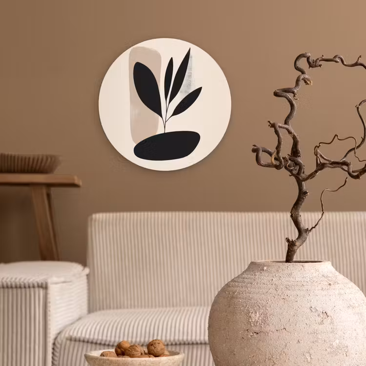 Plant - Beige - Japandi Wandcirkel plexiglas klein -sfeer1