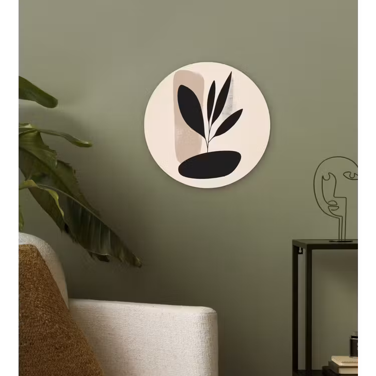 Plant - Beige - Japandi Wandcirkel plexiglas klein -sfeer3