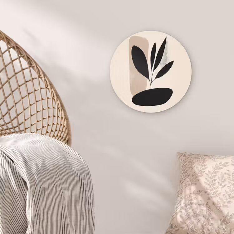 Plant - Beige - Japandi Wandcirkel plexiglas klein -sfeer5