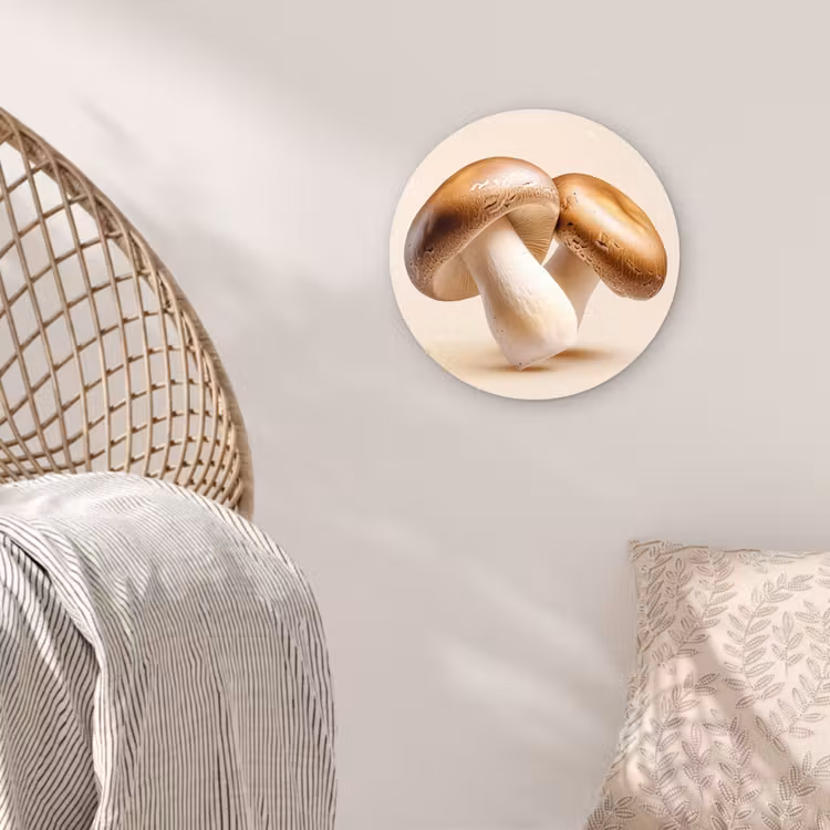 Champignons - Zacht - Beige Wandcirkel plexiglas klein -sfeer5