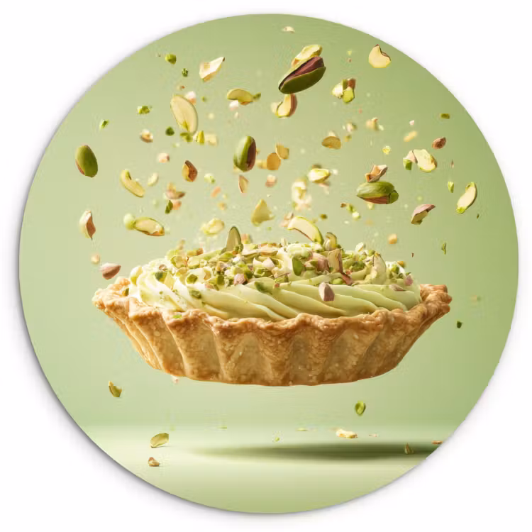 Pistache - Taart - Noten - Eten Wandcirkel plexiglas klein -3d