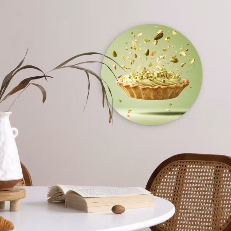 Pistache - Taart - Noten - Eten Wandcirkel plexiglas klein -sfeer4