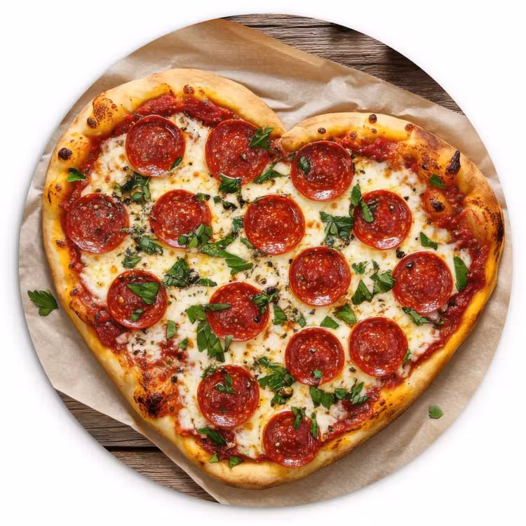 Pizza - Hart - Pepperoni - Tomaat Wandcirkel plexiglas klein -3d