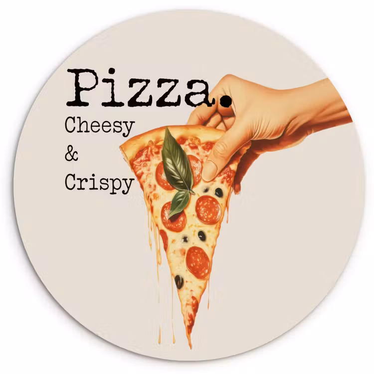 Pizza - Kaas - Pepperoni Wandcirkel plexiglas klein -3d