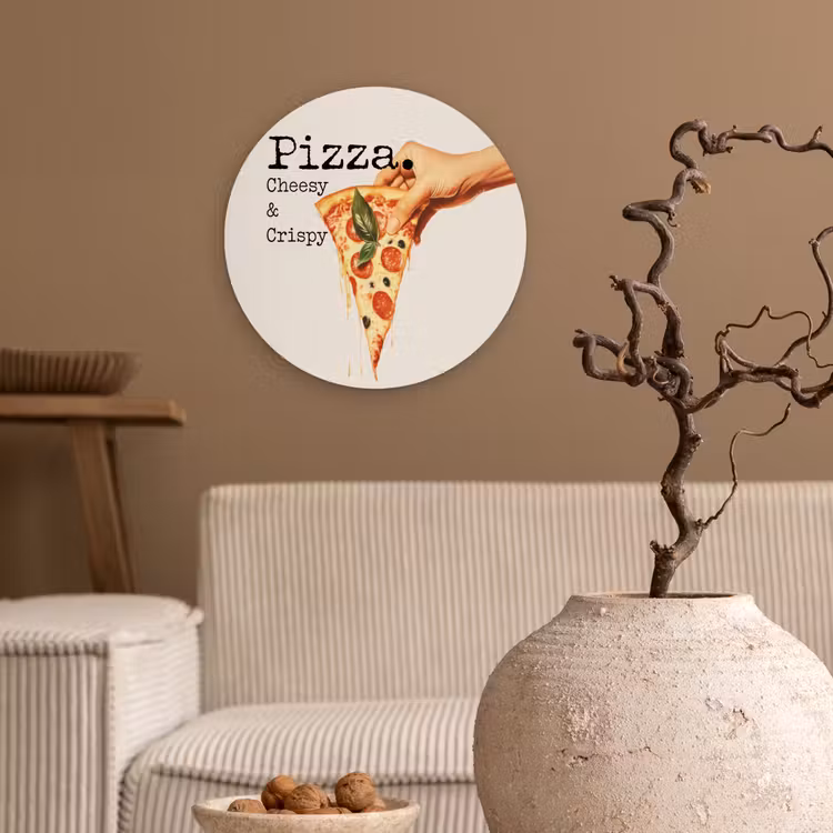Pizza - Kaas - Pepperoni Wandcirkel plexiglas klein -sfeer1