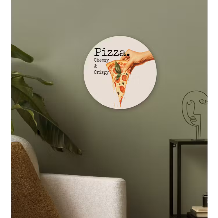 Pizza - Kaas - Pepperoni Wandcirkel plexiglas klein -sfeer3
