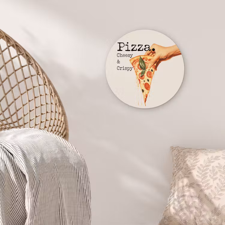Pizza - Kaas - Pepperoni Wandcirkel plexiglas klein -sfeer5