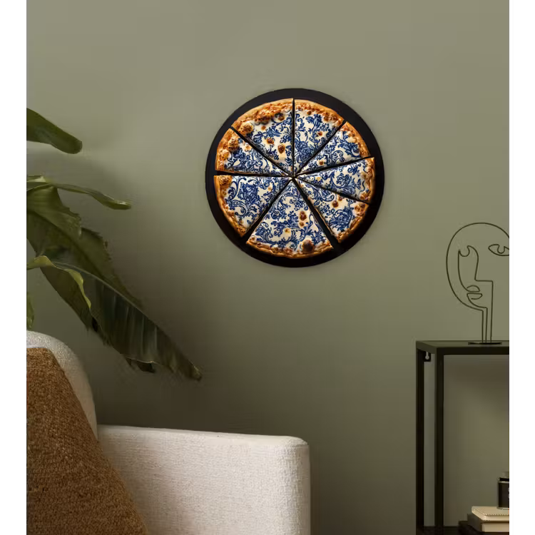 Pizza - Eten - Delftsblauw Wandcirkel plexiglas klein -sfeer3