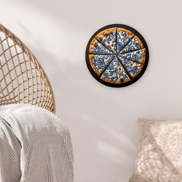 Pizza - Eten - Delftsblauw Wandcirkel plexiglas klein -sfeer5