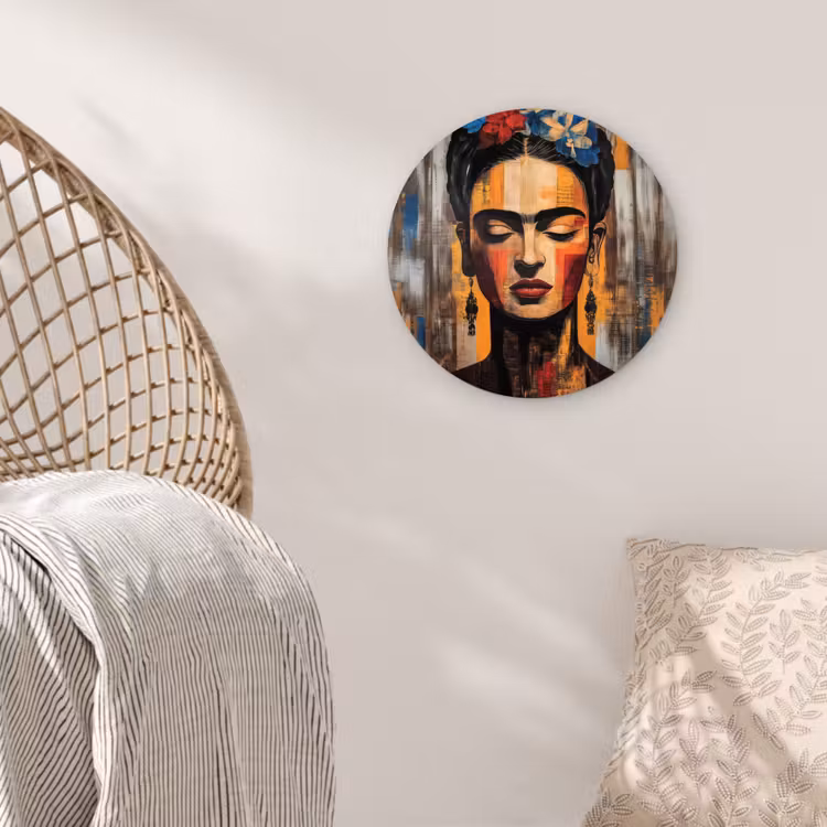 Portret - Vrouw - Bloemen Wandcirkel plexiglas klein -sfeer5