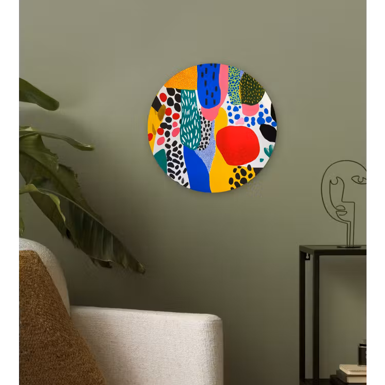 Stippen - Vormen - Modern - Kleuren Wandcirkel plexiglas klein -sfeer3