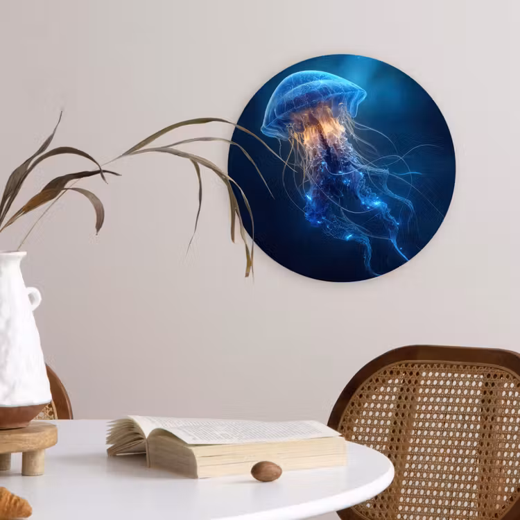 Kwal - Lichtgevend - Tentakels - Blauw Wandcirkel plexiglas klein -sfeer4