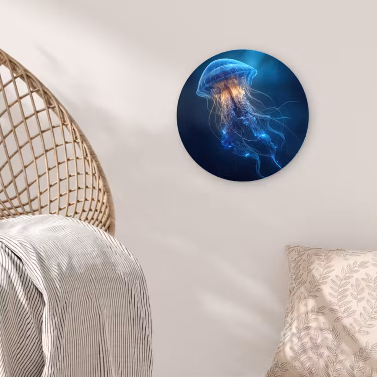 Kwal - Lichtgevend - Tentakels - Blauw Wandcirkel plexiglas klein -sfeer5