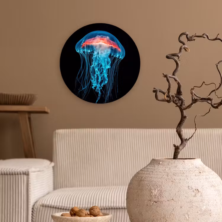 Kwal - Tentakels - Blauw - Licht Wandcirkel plexiglas klein -sfeer1