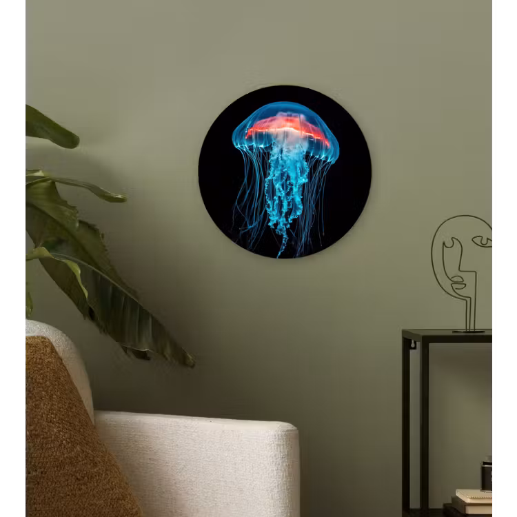 Kwal - Tentakels - Blauw - Licht Wandcirkel plexiglas klein -sfeer3