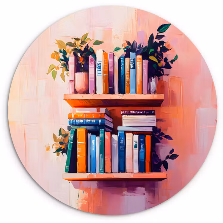 Planken - Boeken - Bladeren Wandcirkel plexiglas klein -3d