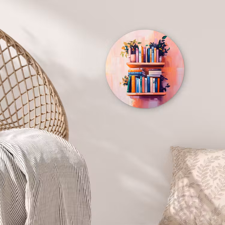Planken - Boeken - Bladeren Wandcirkel plexiglas klein -sfeer5