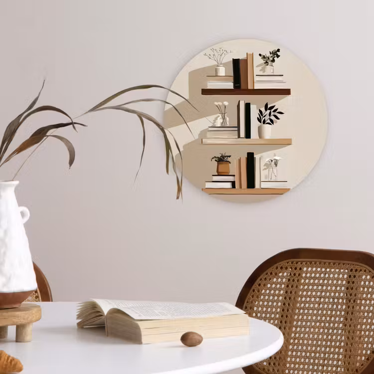 Plankjes - Boeken - Vaasjes - Planten Wandcirkel plexiglas klein -sfeer4