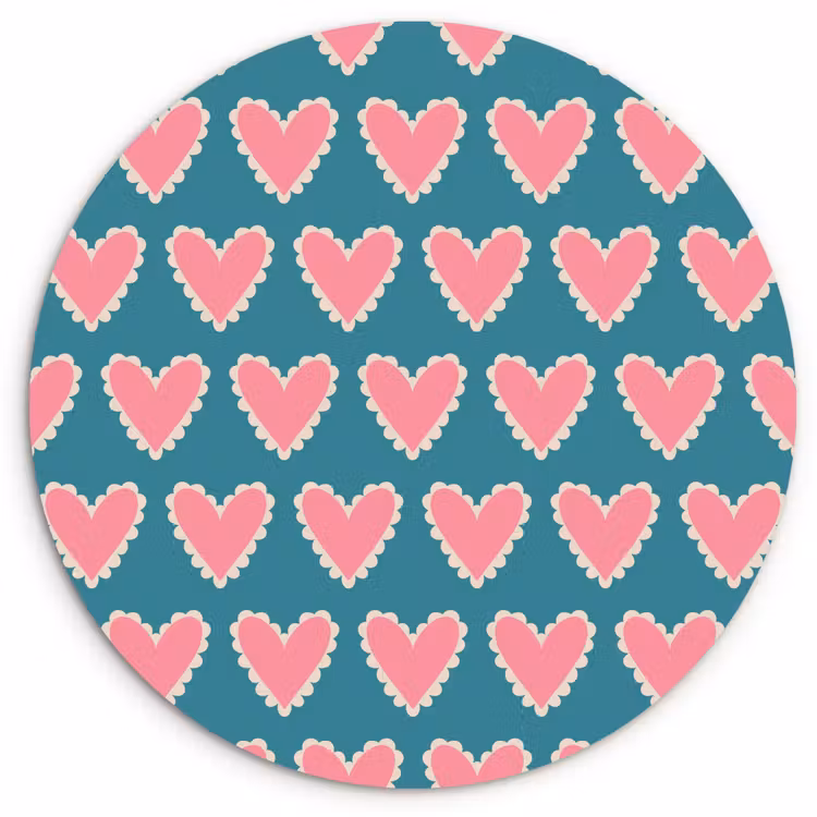 Retro - Hartjes - Patroon Wandcirkel plexiglas klein 852 -3d