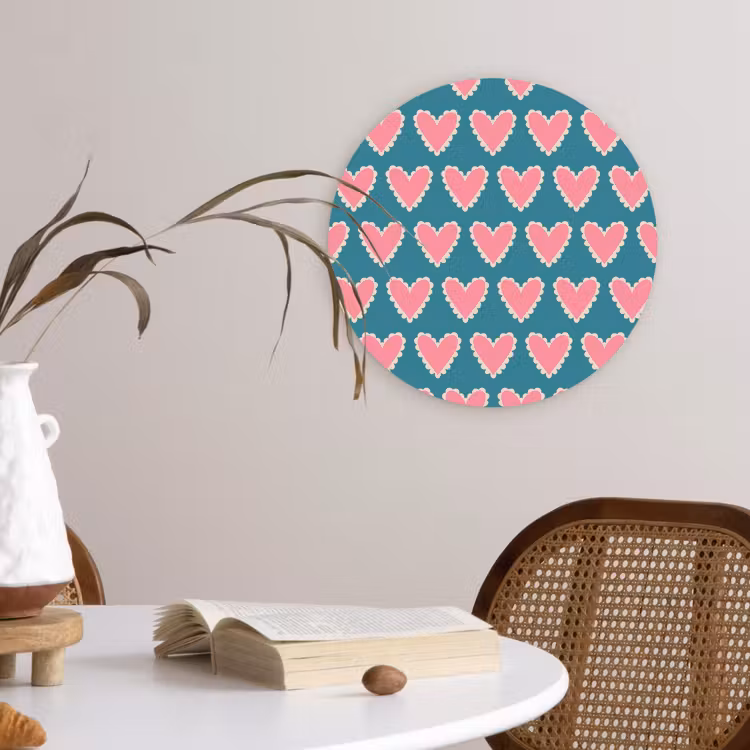 Retro - Hartjes - Patroon Wandcirkel plexiglas klein 852 -sfeer4