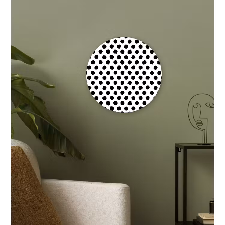 Ruw - Stippen - Zwart Wandcirkel plexiglas klein 852 -sfeer3