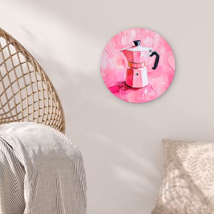 Roze - Verf - Coffee Wandcirkel plexiglas klein -sfeer5