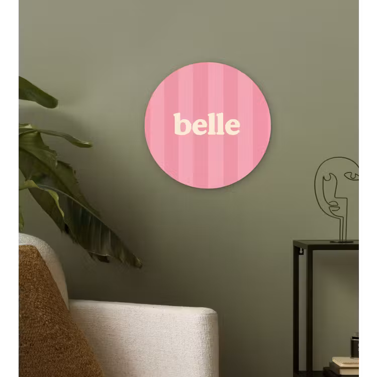 Roze - Gestreept - Belle Wandcirkel plexiglas klein -sfeer3