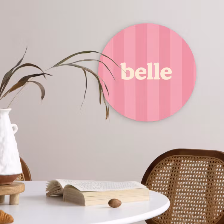 Roze - Gestreept - Belle Wandcirkel plexiglas klein -sfeer4