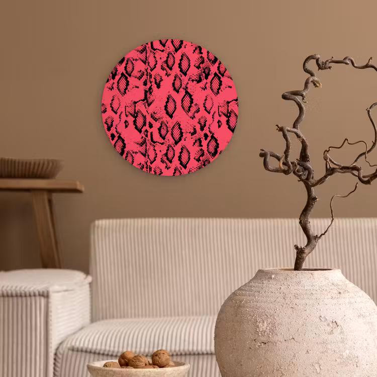 Roze - Slang - Motief Wandcirkel plexiglas klein 852 -sfeer1