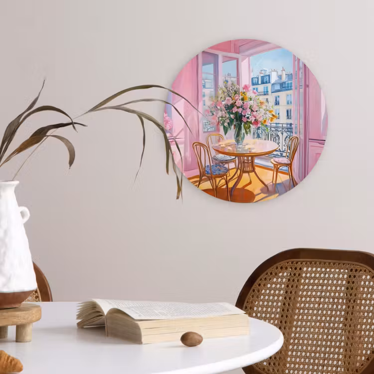 Pink - City - Bloemen Wandcirkel plexiglas klein -sfeer4