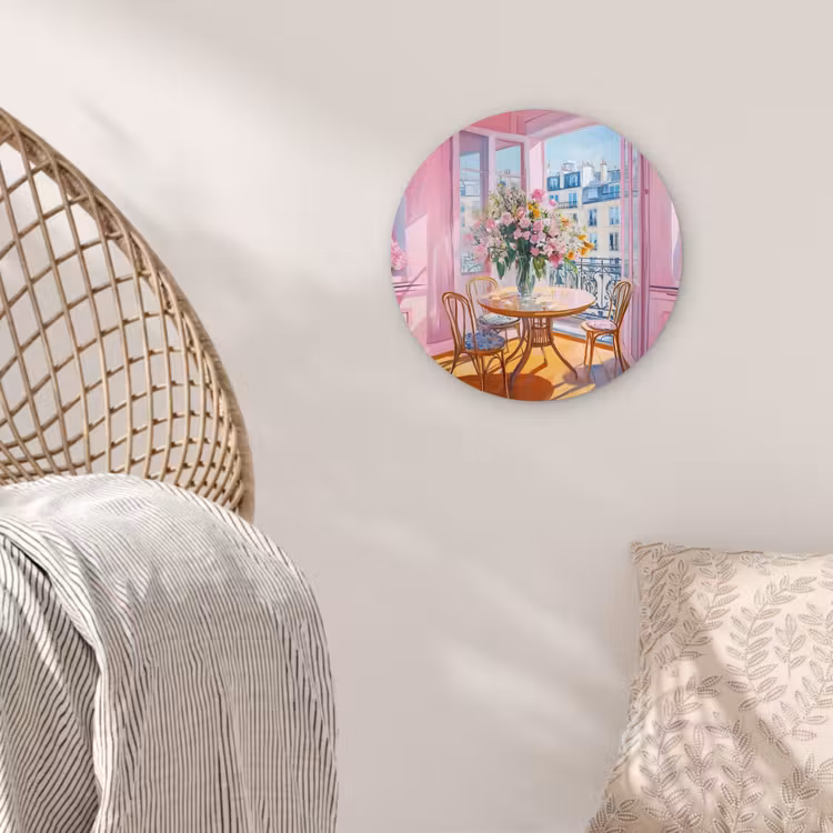 Pink - City - Bloemen Wandcirkel plexiglas klein -sfeer5